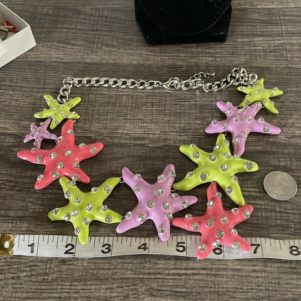 Colorful Rhinestone Large Starfish Necklace - Picture 11 of 14